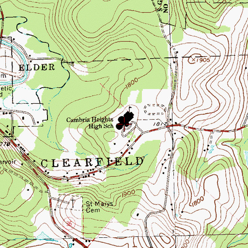 Topographic Map of Cambria Heights Senior High School, PA