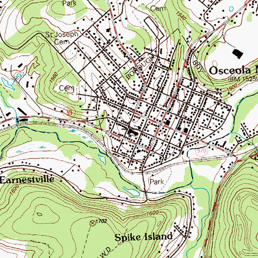 Topographic Map of Osceola Mills Junior High School, PA