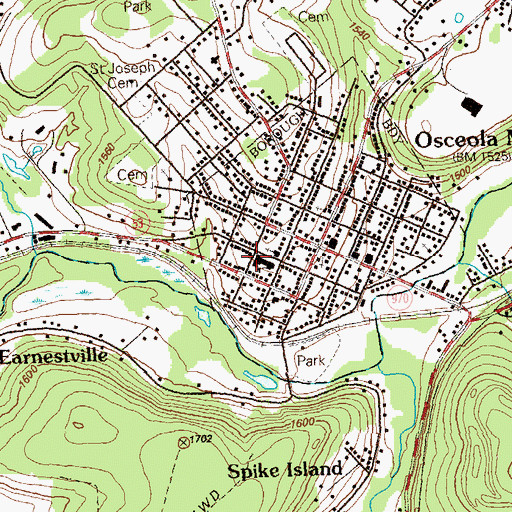 Topographic Map of Osceola Mills Junior High School, PA