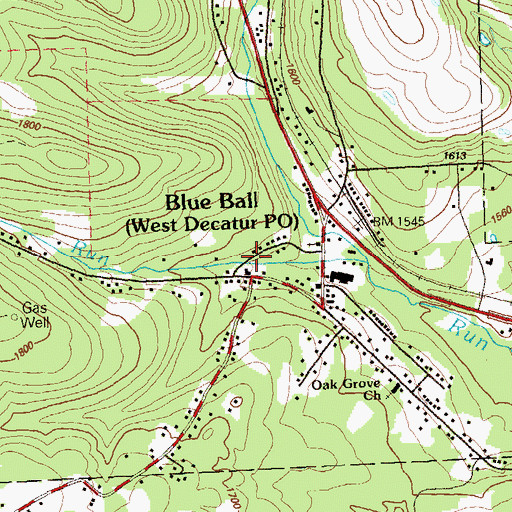 Topographic Map of Blue Ball School, PA