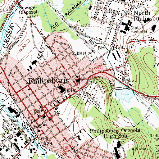 Topographic Map of Philipsburg Elementary School, PA