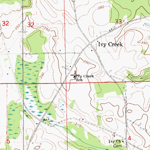 Topographic Map of Ivy Creek School, AL