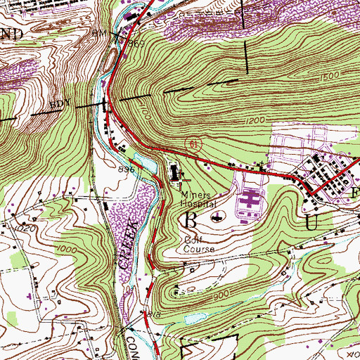 Topographic Map of Ashland Area Elementary School, PA