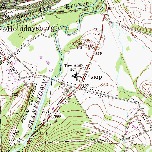 Topographic Map of Frankstown Elementary School, PA