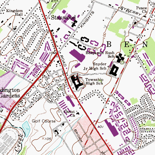 Topographic Map of Neil A Armstrong Middle School, PA