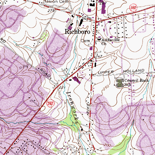Topographic Map of Churchville Elementary School, PA