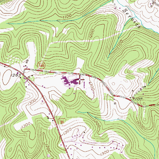 Topographic Map of Southside Middle School and High School, PA