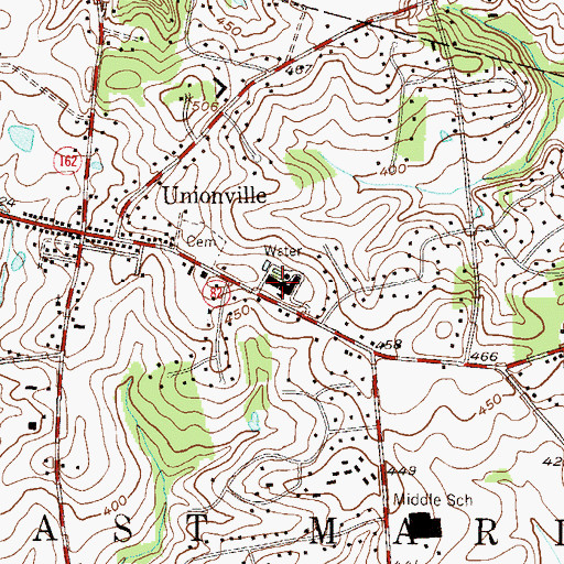 Topographic Map of Unionville Elementary School, PA