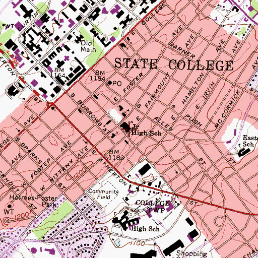 Topographic Map of Fairmount Avenue Elementary School, PA
