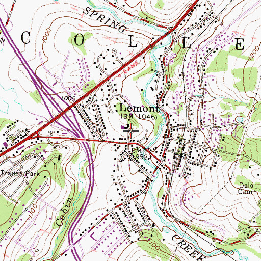 Topographic Map of Lemont Elementary School, PA