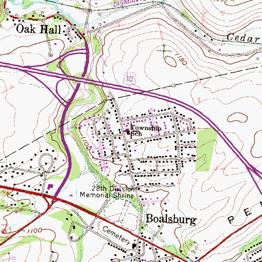 Topographic Map of Boalsburg Elementary School, PA