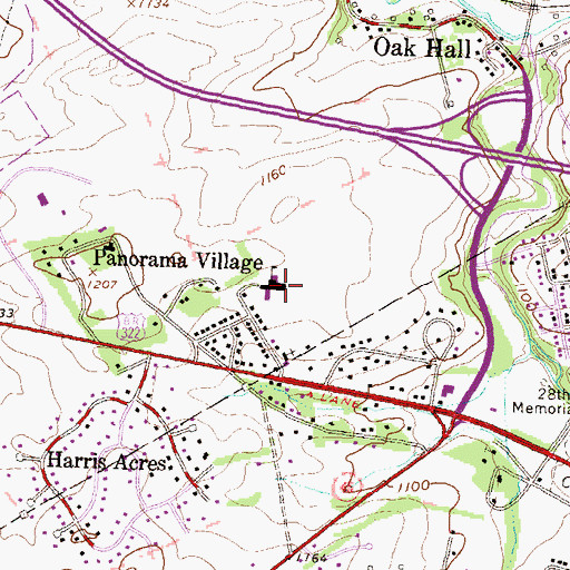 Topographic Map of Panorama Village Elementary School, PA
