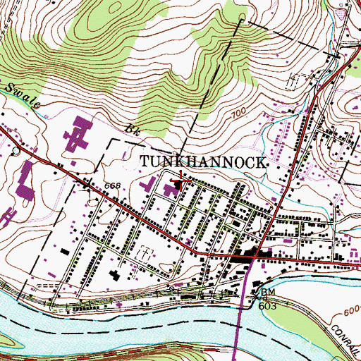 Topographic Map of Tunkhannock Middle School, PA