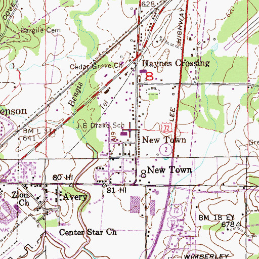 Topographic Map of JE Drake School, AL
