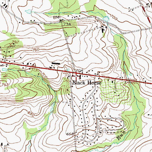 Topographic Map of Black Horse Tavern, PA