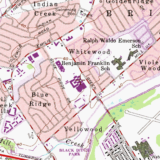 Topographic Map of Harry S Truman High School, PA