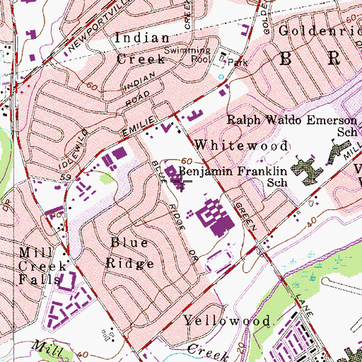 Topographic Map of Clara Barton Elementary School, PA
