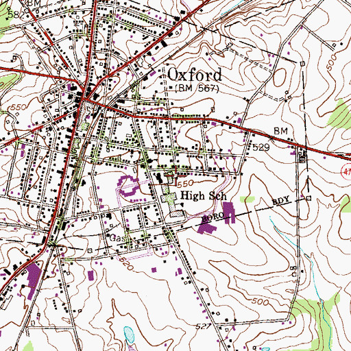 Topographic Map of Jordan Bank Hopewell Elementary School, PA
