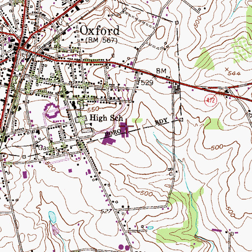 Topographic Map of Nottingham Elementary School, PA