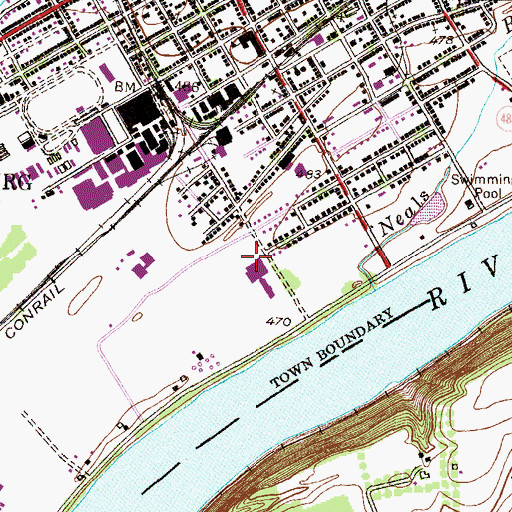 Topographic Map of Bloomsburg Area Middle School, PA
