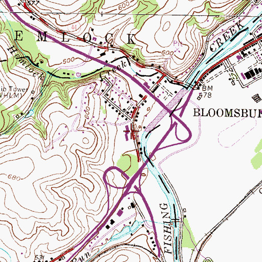 Topographic Map of W W Evans Memorial Elementary School, PA
