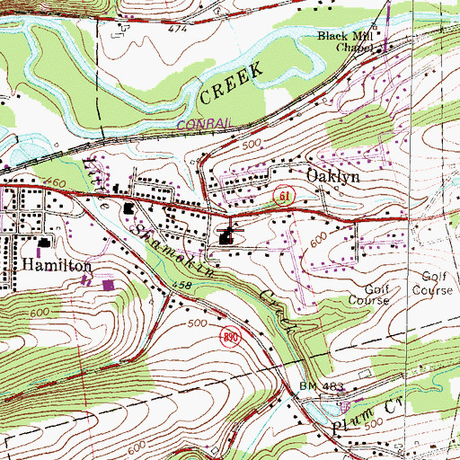 Topographic Map of Oaklyn Elementary School, PA