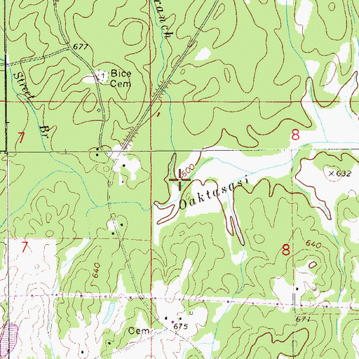 Topographic Map of Jack Branch, AL