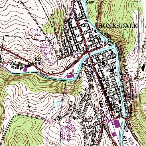 Topographic Map of Stourbridge Elementary School, PA