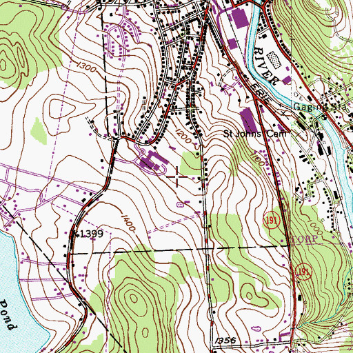 Topographic Map of Wayne Highlands Middle School, PA