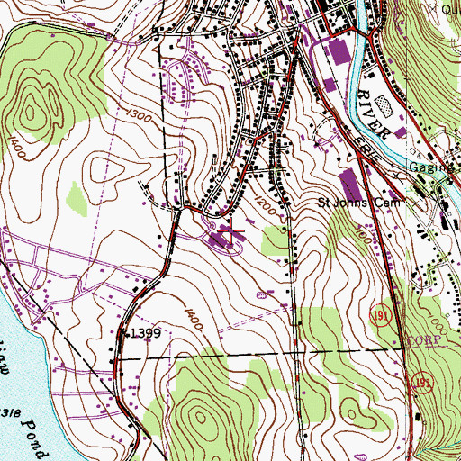 Topographic Map of Honesdale High School, PA
