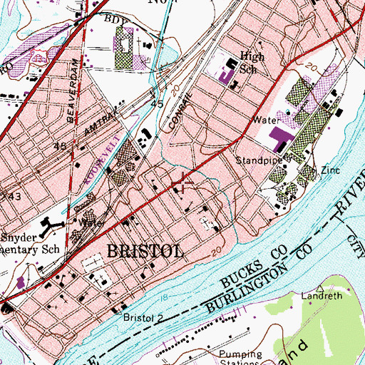Topographic Map of Saint Anns School, PA