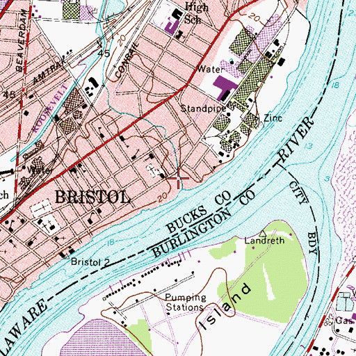 Topographic Map of Saint Marks School, PA