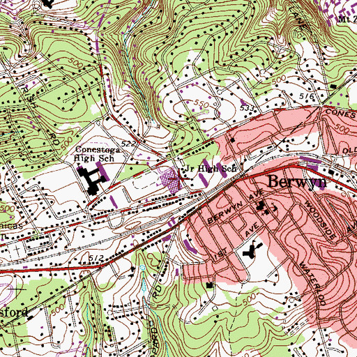 Topographic Map of Tredyffrin / Easttown Middle School, PA
