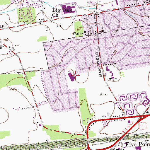 Topographic Map of Eleanor Roosevelt Elementary School, PA