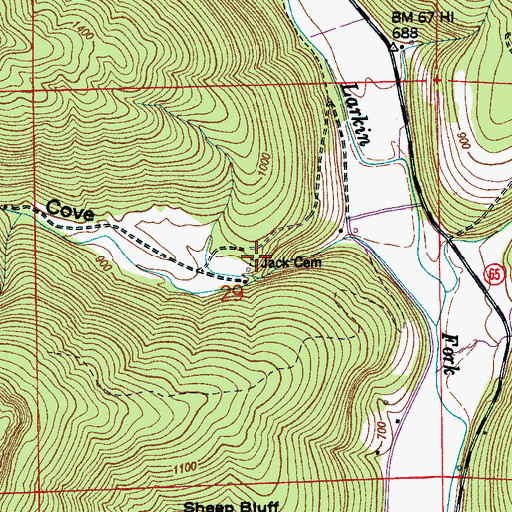 Topographic Map of Jack Cemetery, AL