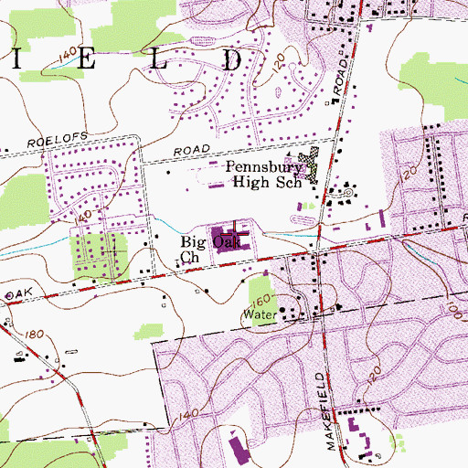 Topographic Map of Charles H Boehm High School, PA