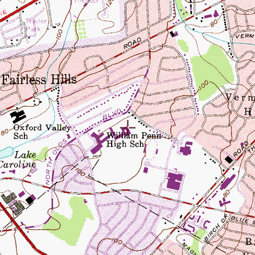 Topographic Map of Medill Bair High School, PA