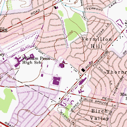 Topographic Map of Village Park Elementary School, PA