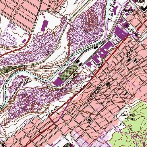 Topographic Map of Scranton Steel Mill (historical), PA