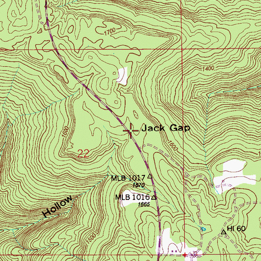 Topographic Map of Jack Gap, AL