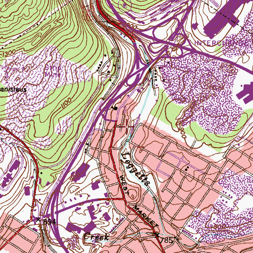 Topographic Map of Clark Tunnel, PA