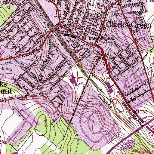 Topographic Map of Abington Heights South Campus High School, PA