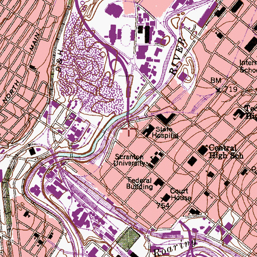 Topographic Map of Vine Street Station, PA