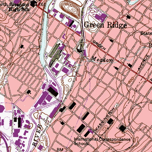 Topographic Map of Manville Shaft, PA