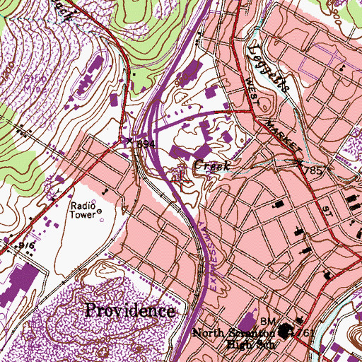 Topographic Map of Cayuga Shaft, PA