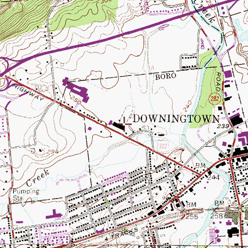 Topographic Map of Downingtown Ninth Grade Center, PA