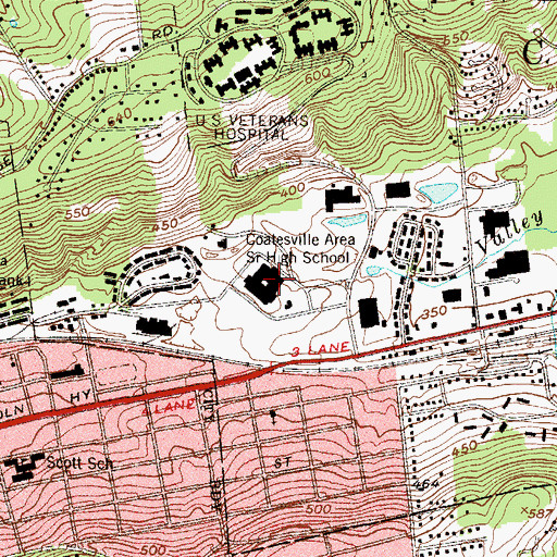 Topographic Map of Coatesville Area Senior High School, PA