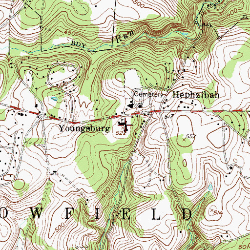 Topographic Map of East Fallowfield Elementary School, PA