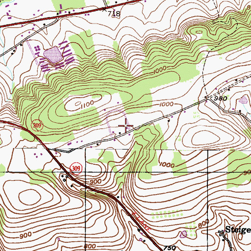 Topographic Map of West Penn Township Elementary School, PA