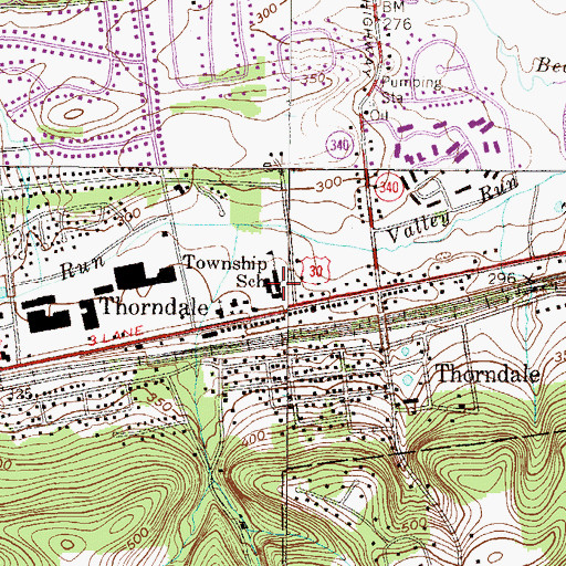 Topographic Map of Caln Elementary School, PA